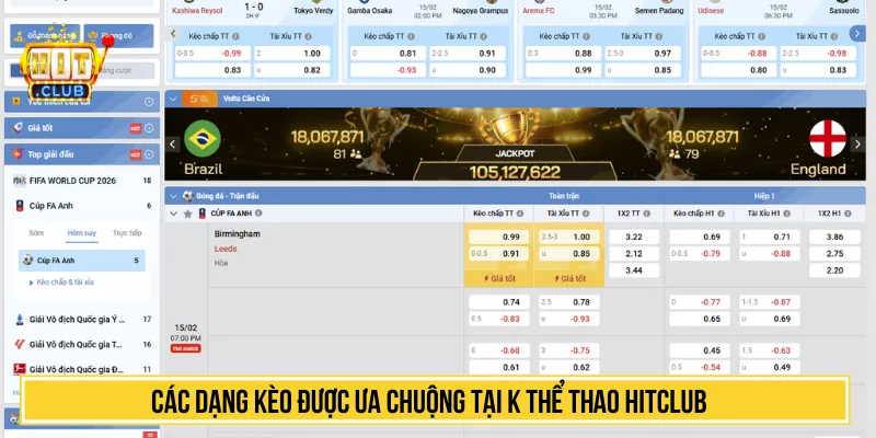 K Thể Thao HITCLUB Cá Cược Đỉnh Cao Tỷ Lệ Kèo Ngon Các dạng kèo được ưa chuộng tại K thể thao HITCLUB