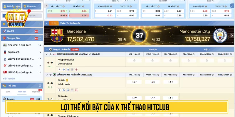 K Thể Thao HITCLUB Cá Cược Đỉnh Cao Tỷ Lệ Kèo Ngon Lợi thế nổi bật của K thể thao HITCLUB